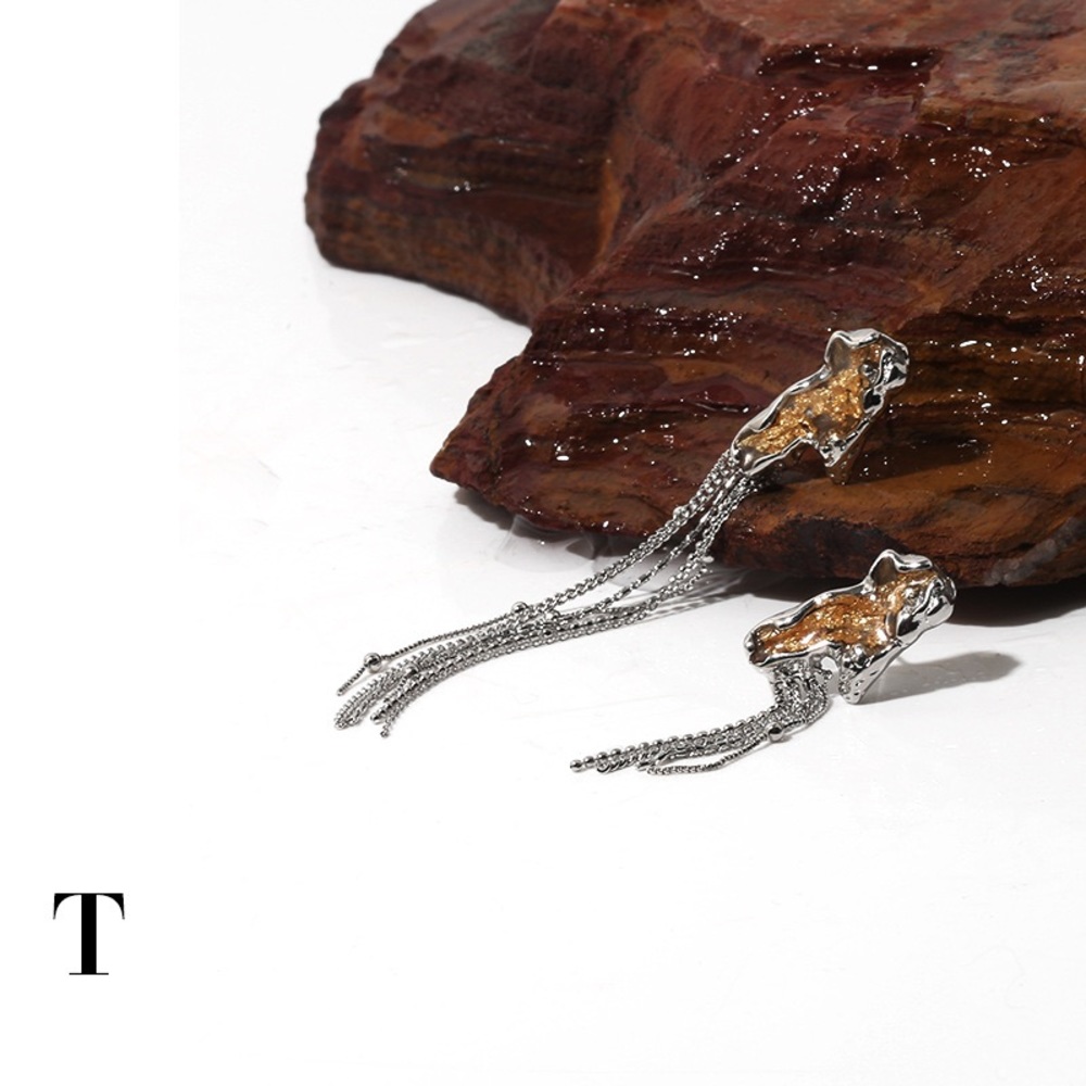 New!Tassel Earrings Asymmetric Platinum PlatedBras